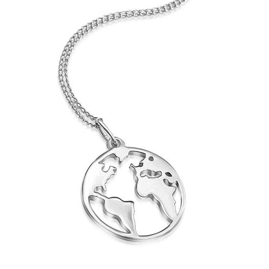 Sterling Silver Globe Pendant Necklace