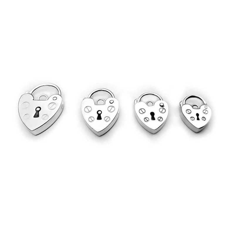 Sterling Silver Heart Padlock Clasp Charm