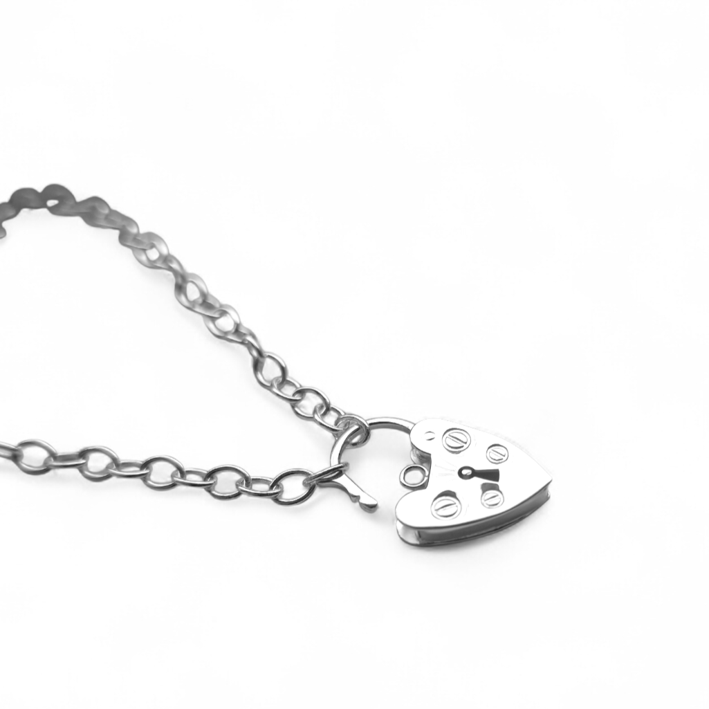Sterling Silver Heart Padlock Clasp Charm