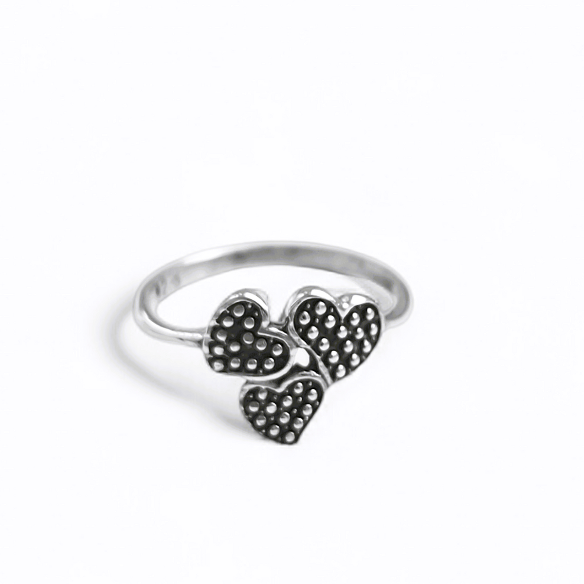 Sterling Silver Hearts Ring