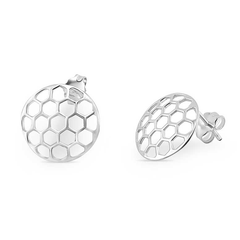 Sterling Silver Honeycomb Stud Earrings