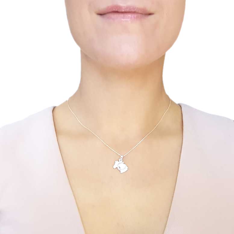 Sterling Silver Horse and Horseshoe Pendant Necklace