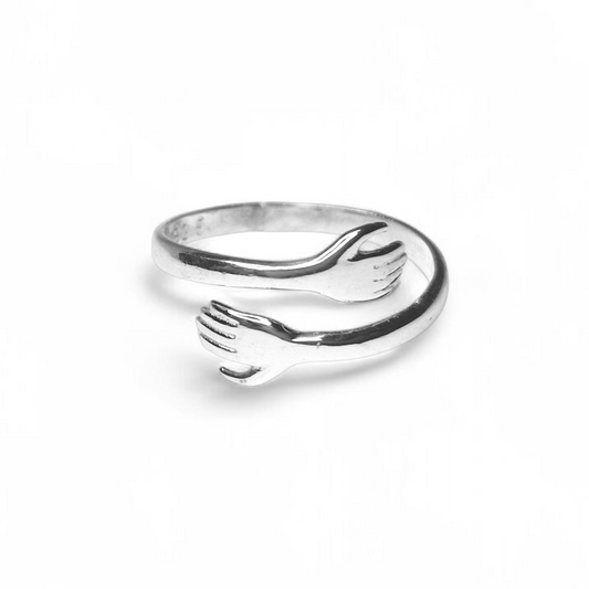 Sterling Silver Hugging Hands Ring
