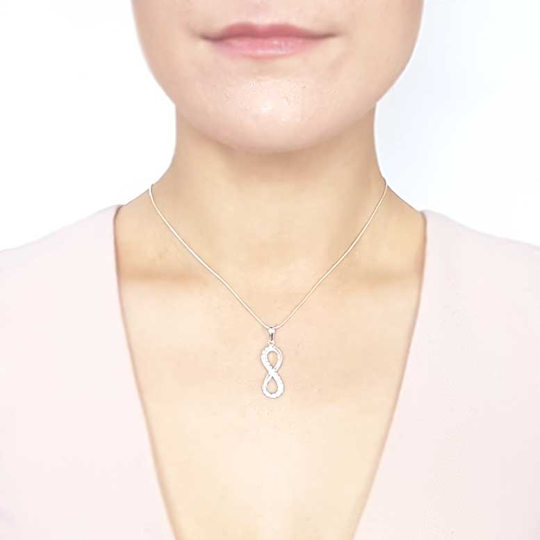Sterling Silver Infinity Pendant with CZ Stones