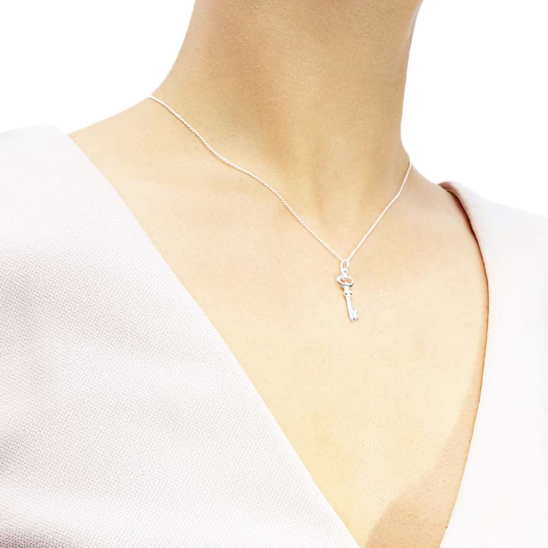 Sterling Silver Key Pendant Necklace