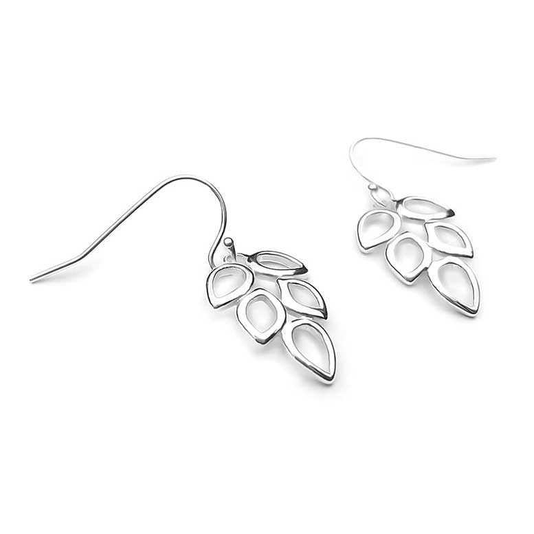 Sterling Silver Leaf Drop Earrings