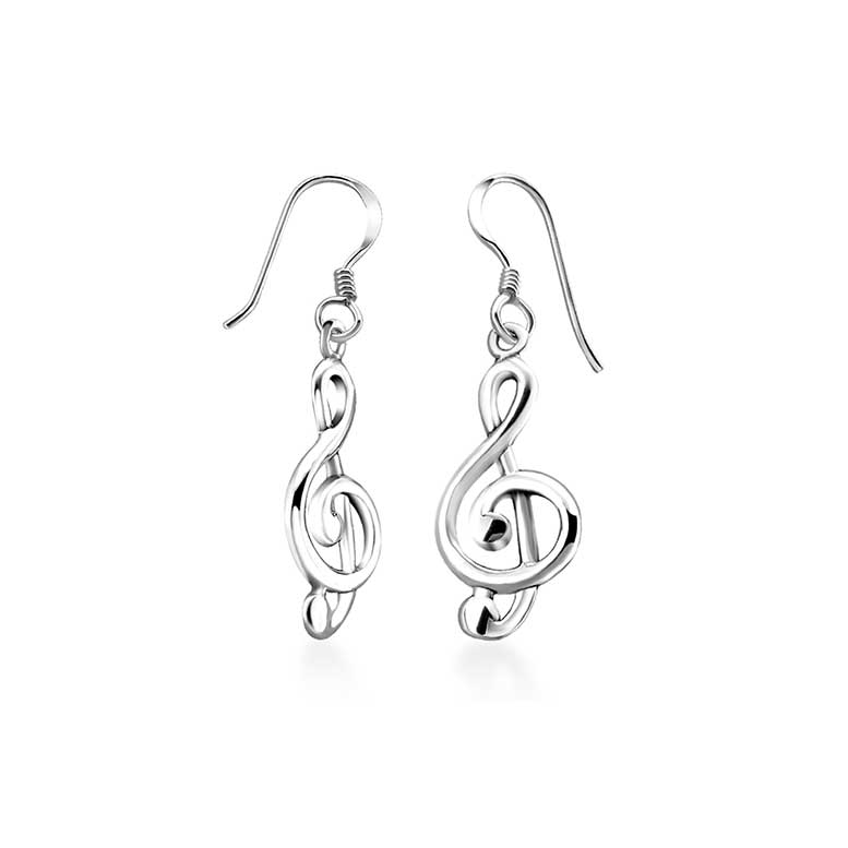 Sterling Silver Musical Key Earrings