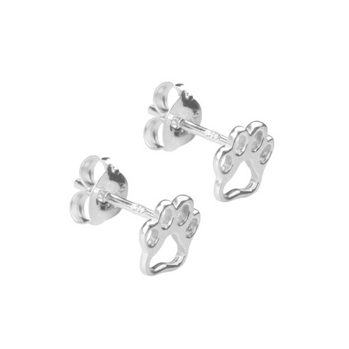Sterling Silver Paw Print Studs