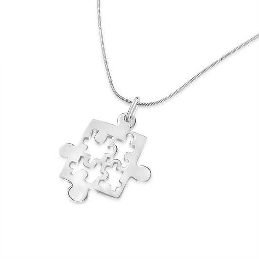 Sterling Silver Jigsaw Puzzle Necklace