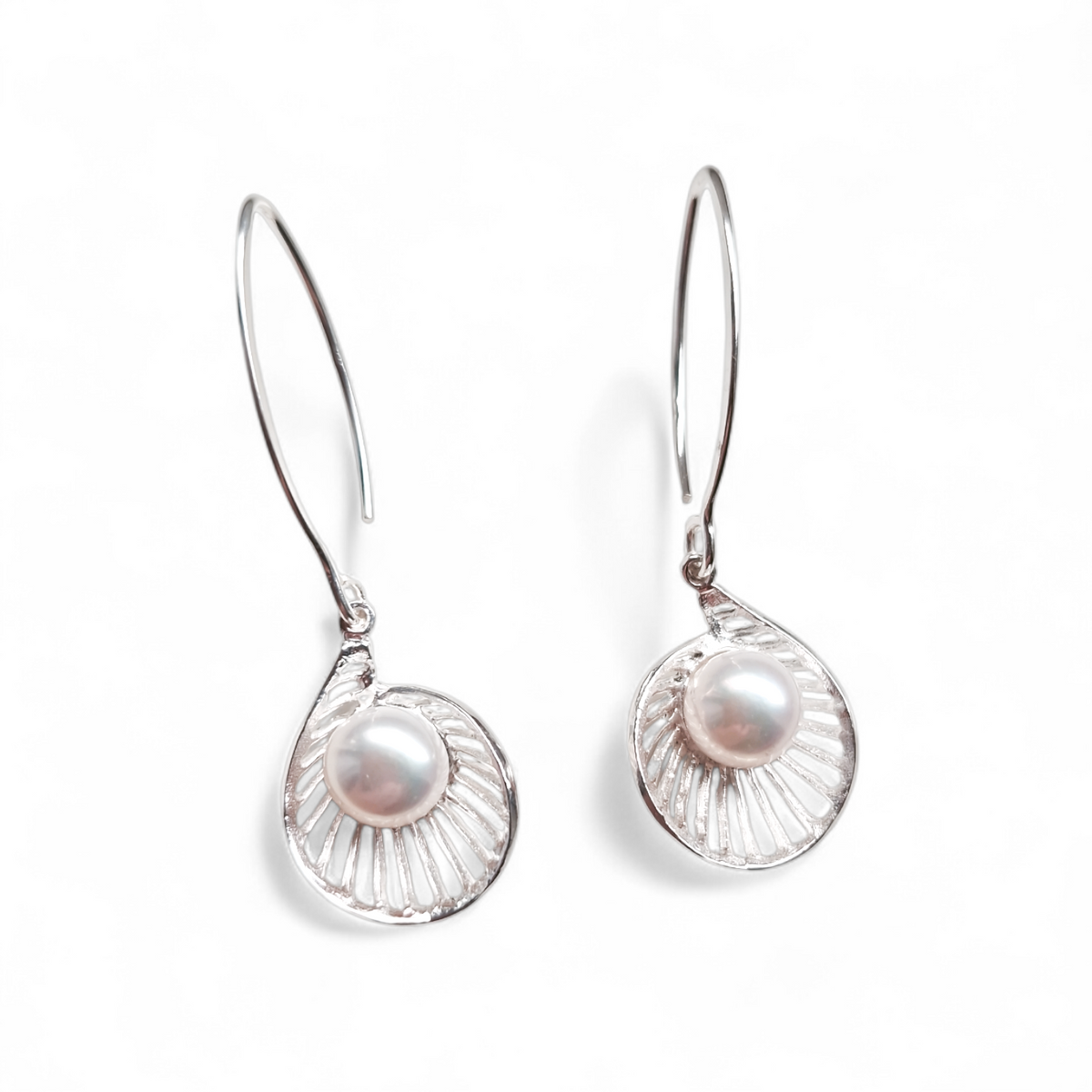 Sterling Silver Shell and Pearl Earrings