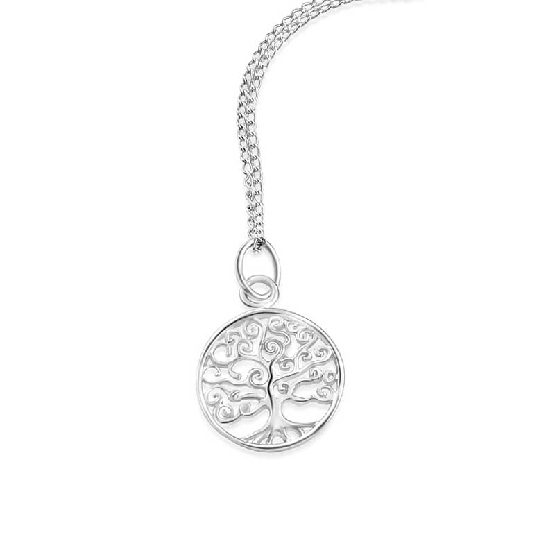Sterling Silver Petite Swirl Tree of Life Pendant Necklace