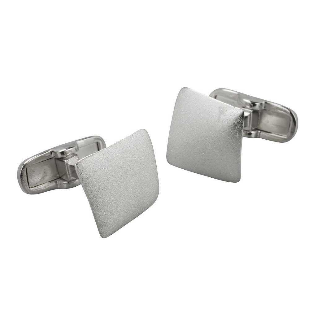 Sterling Silver Curved Square Matte Cufflinks