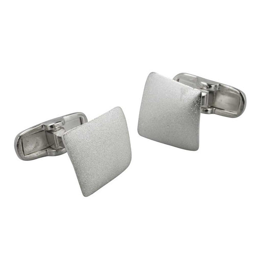 Sterling Silver Curved Square Matte Cufflinks