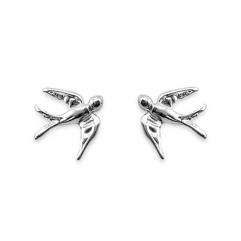 Sterling Silver Swallow Stud Earrings