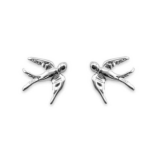 Sterling Silver Swallow Stud Earrings