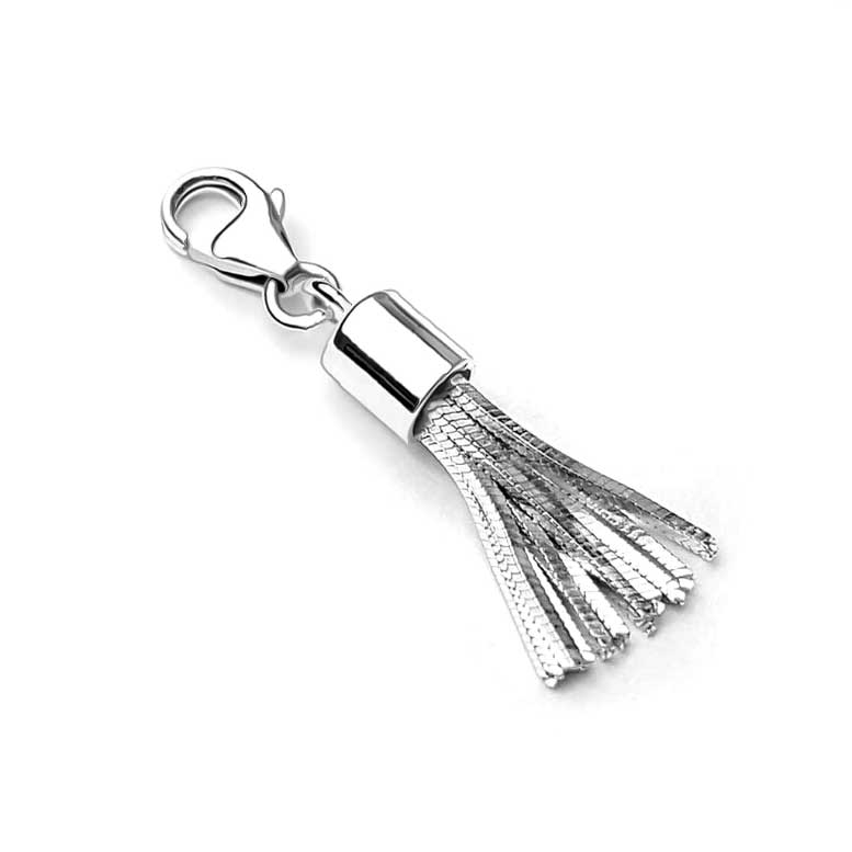 Sterling Silver Snake Chain Tassel Charm