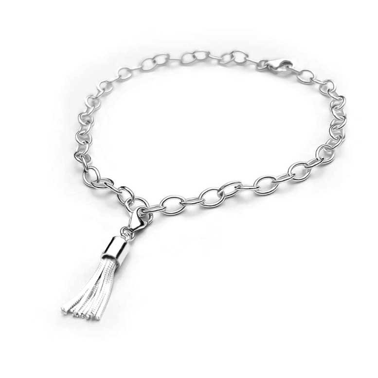 Sterling Silver Snake Chain Tassel Charm