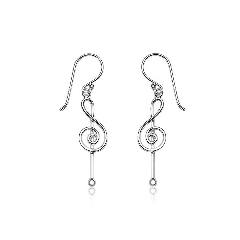 Sterling Silver Treble Clef Earrings
