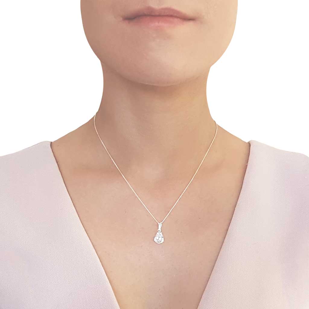 Sterling Silver CZ Tear Drop Pendant